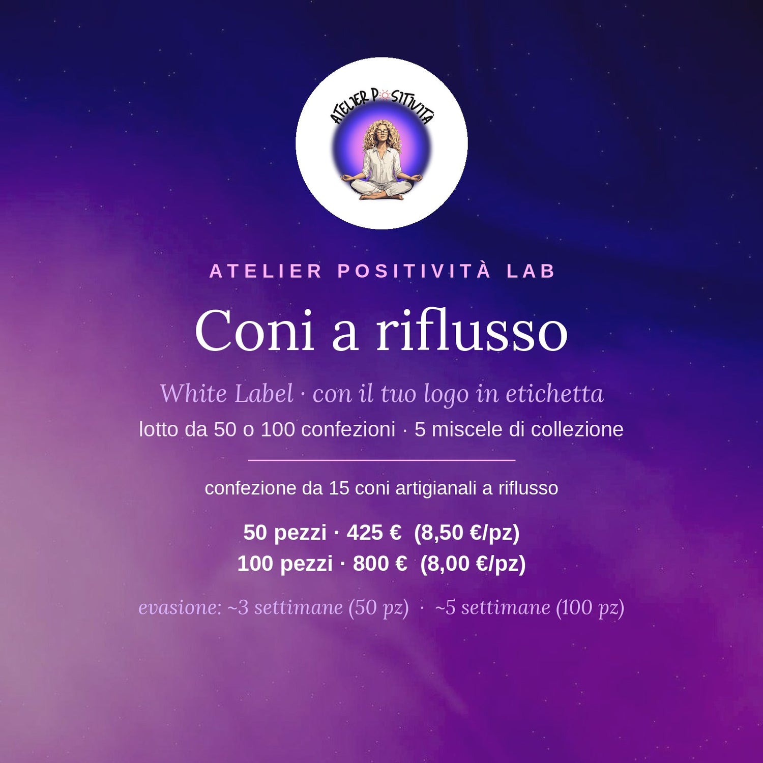 Coni a riflusso White Label · lotto 50/100 pezzi