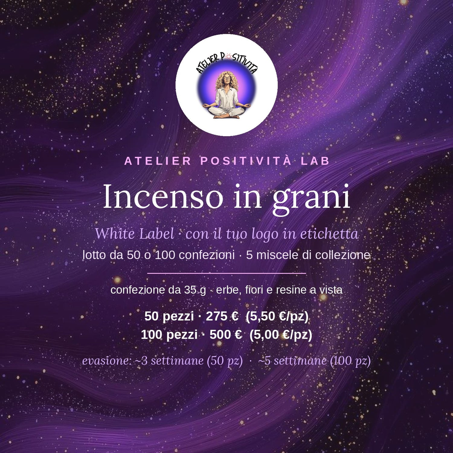 Incenso in grani White Label · lotto 50/100 pezzi