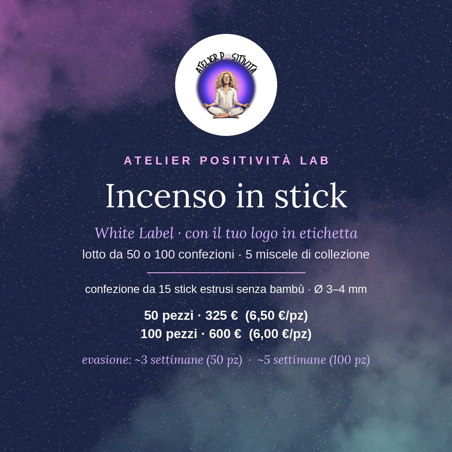 Incenso in stick White Label · lotto 50/100 pezzi